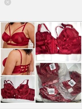 Strappy Satin Underwire Bra in Wine Red